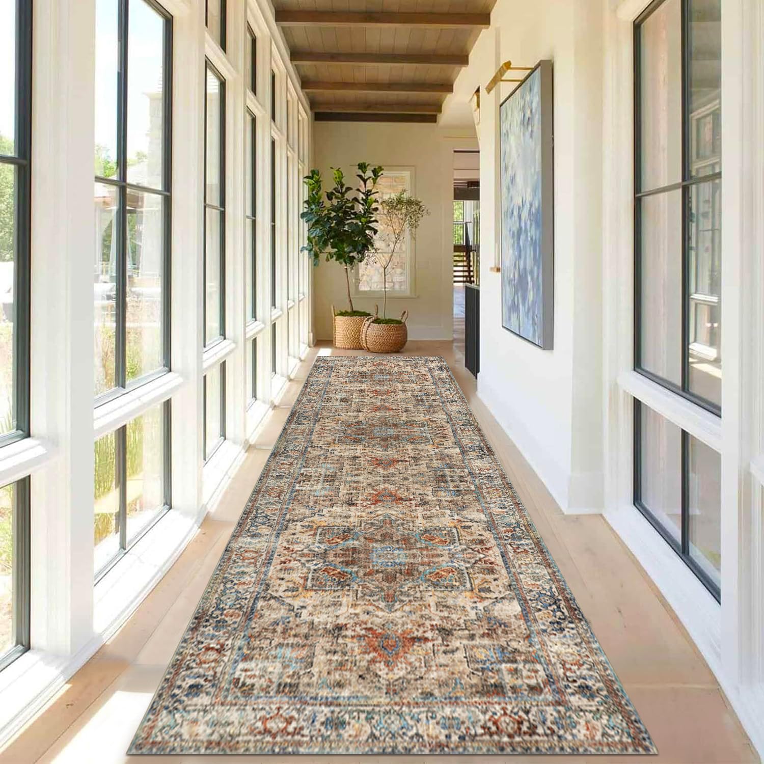 Cekene Carpet Runners for Hallways Non-Slip 80x300cm Extra Long Soft Touch Kitchen Runner Rug Washable Low Pile Entryway Runner Mat Long Floor Carpet Rug for Entrance Bedroom Laundry Room (Terracotta)