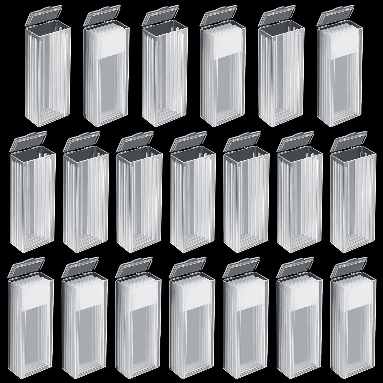 100 Pcs Microscope Slide Box Plastic Rectangle Microscope Slide Holder Case for 5 Slides with Lid for Pathology Lab Biology Classroom Specimen Storage