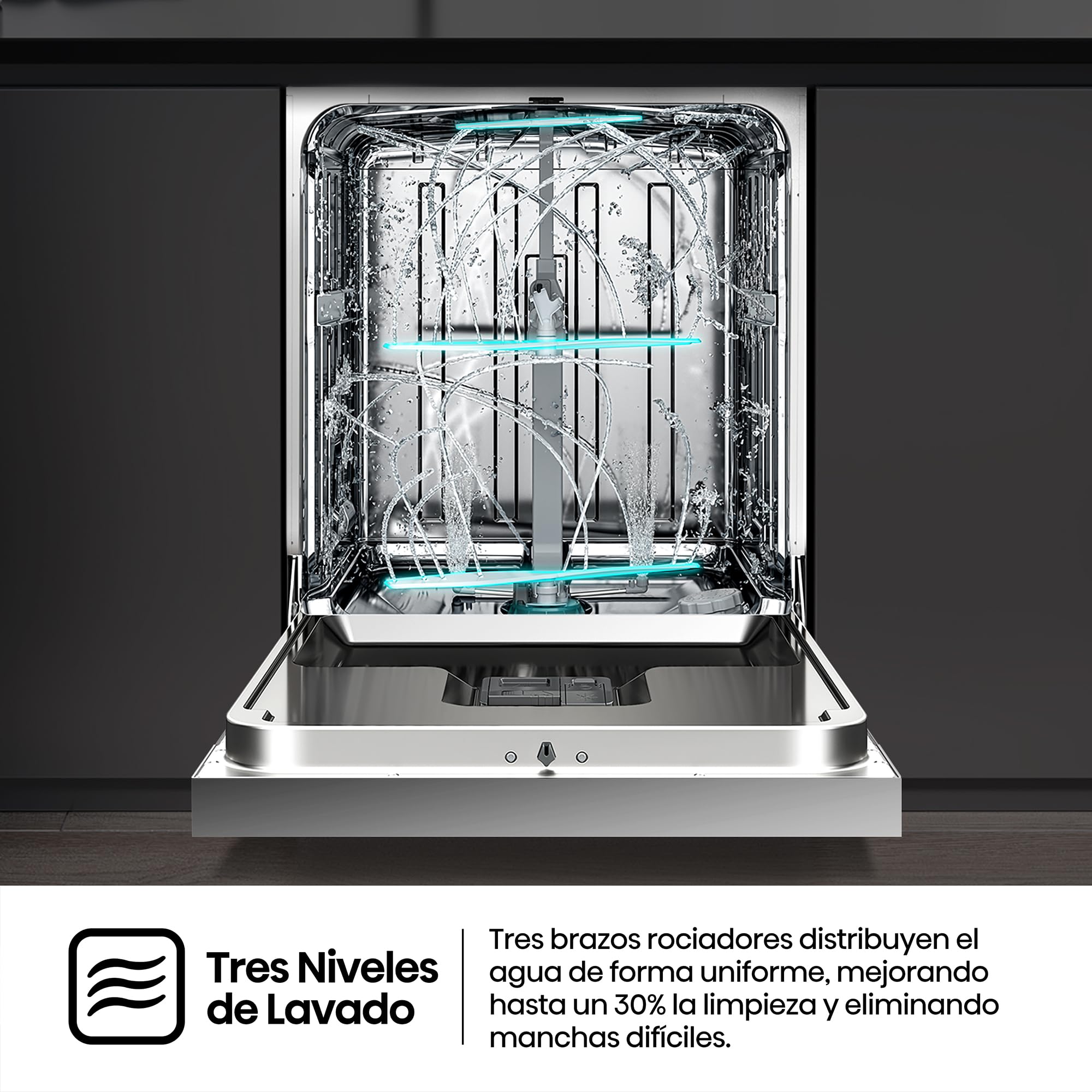 Hisense HS643B90X - Lavavajillas Clase B, 15 Servicios, Fondo 60cm, Secado Extra, Programa Automático, Tercera Bandeja, Programa Corto 1 hora, 15 Servicios, Aqua Protect System, Control Táctil, Inox