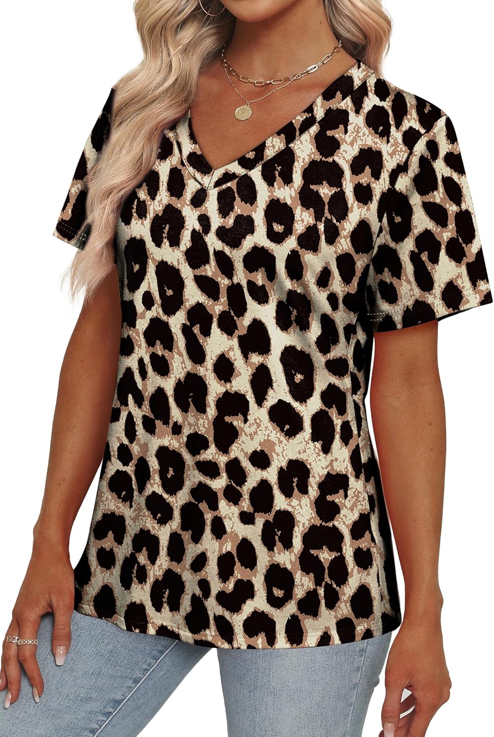 Alaroo Womens Summer Tops 2026 V Neck Short Sleeve Shirts Trendy Dressy Casual Vacation Outfits Printed - Image 3