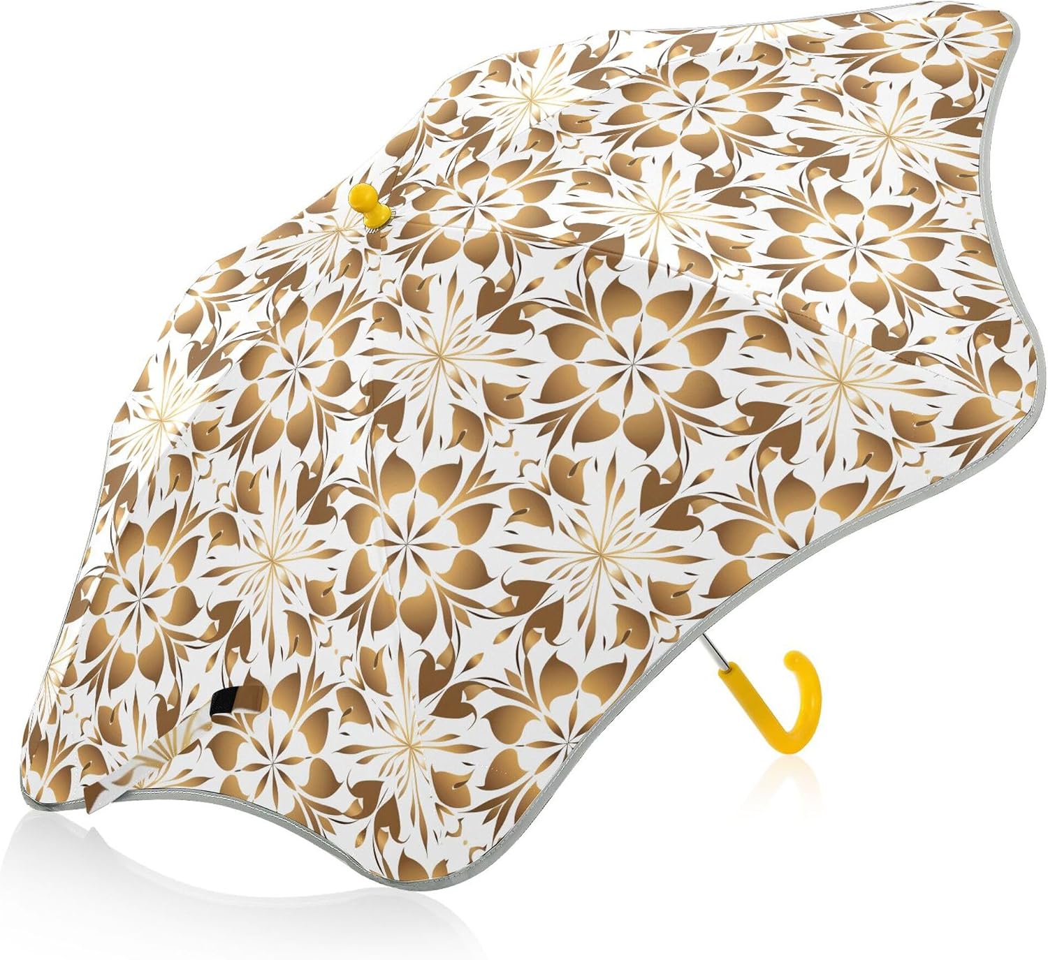ALAZA Gold Geometric Flower Floral Kids Umbrella for Girls Boys Toddler Children Rain & Sun Umbrella