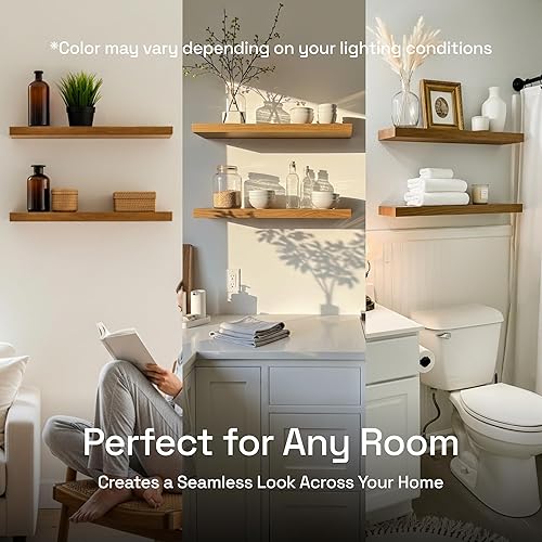 Miniatura 8 de BAOBAB WORKSHOP - Estantes flotantes de madera natural para pared de 24 pulgadas - Estantes flotantes de pared para cocina y dormitorio - Estantes