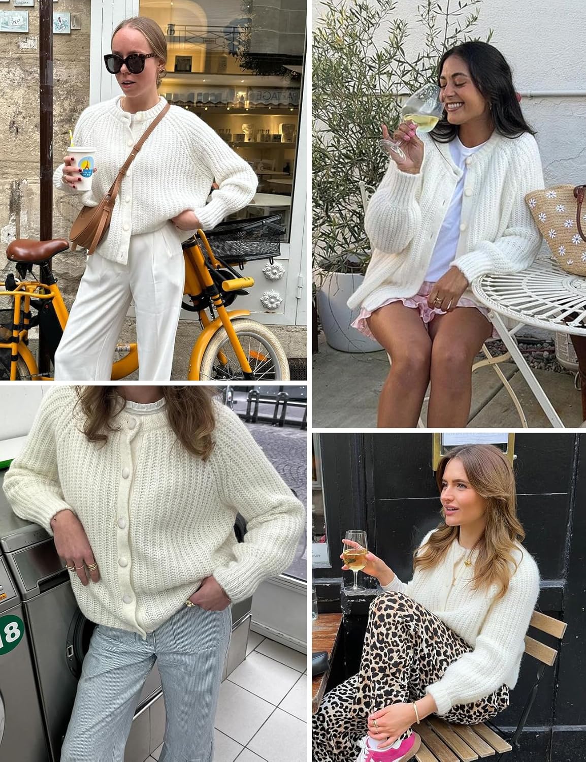 VDWIP Women's Cardigan Sweaters Button Down Open Front Chunky Cardigan Long Sleeve Cropped Y2k Knit Outerwear