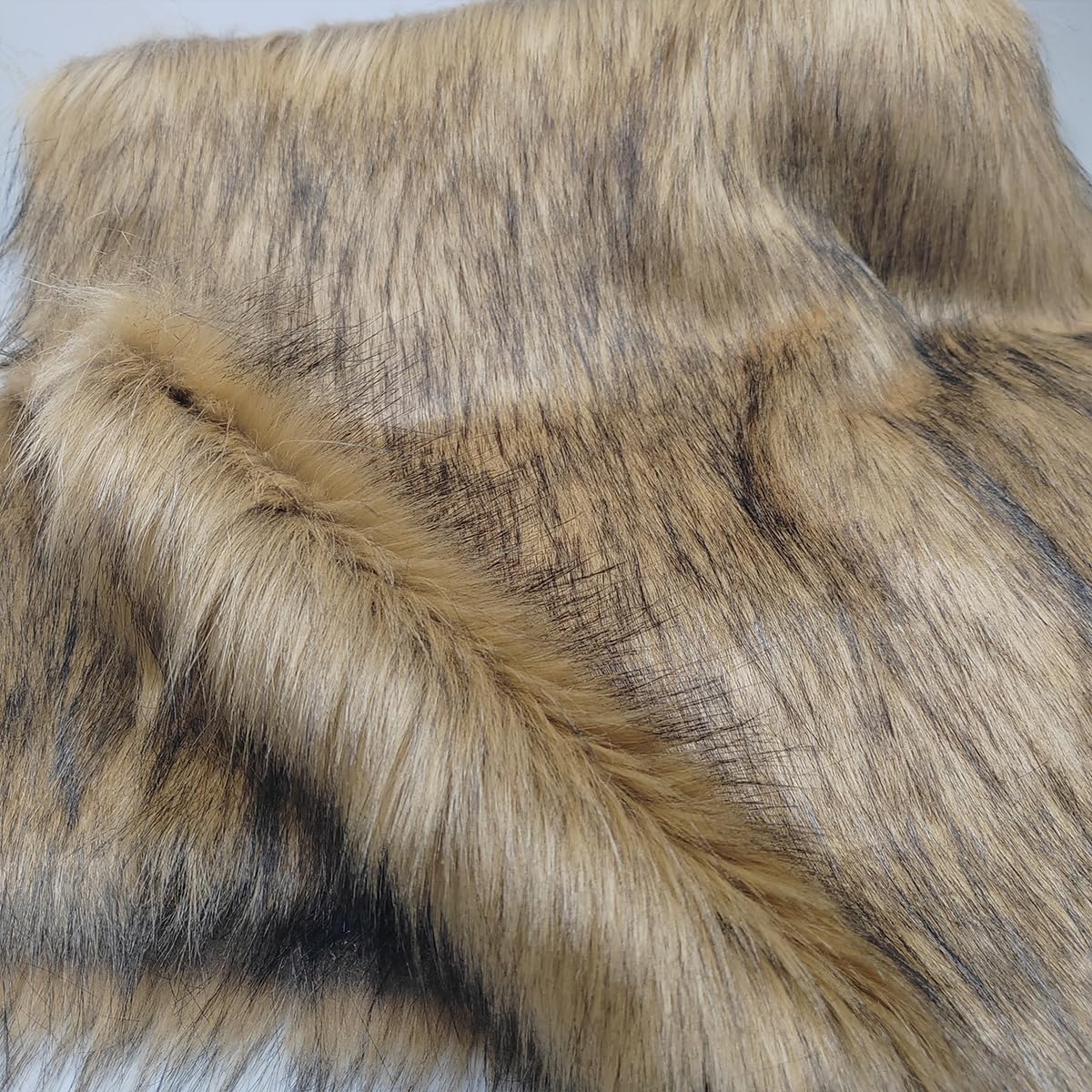 1Pcs Wide 35"x18" Length Soft Brown Imitation Lion Fur,Faux Fur Fabric, Sewing Coat Collar,Upholstery,Toys,Decoration, (1.5"-2.4" Fur 35"x18")
