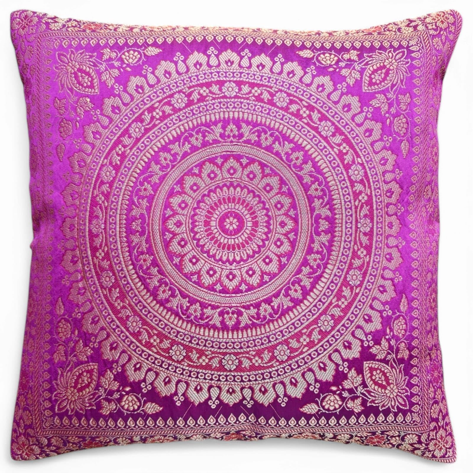 Original Kikan Indian patchwork mandala sari ethnic silk Banarsi cushion covers mandala 16"x16" (BoysenBerry)