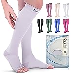 Doc Miller Open Toe Compression Socks, 20-30 mmHg, Toeless Compression Sleeves for Legs, Knee High Stockings for Shin Splints, Varicose Veins, Travel, Calf Support & Muscle Recovery, Men & Women, Pair