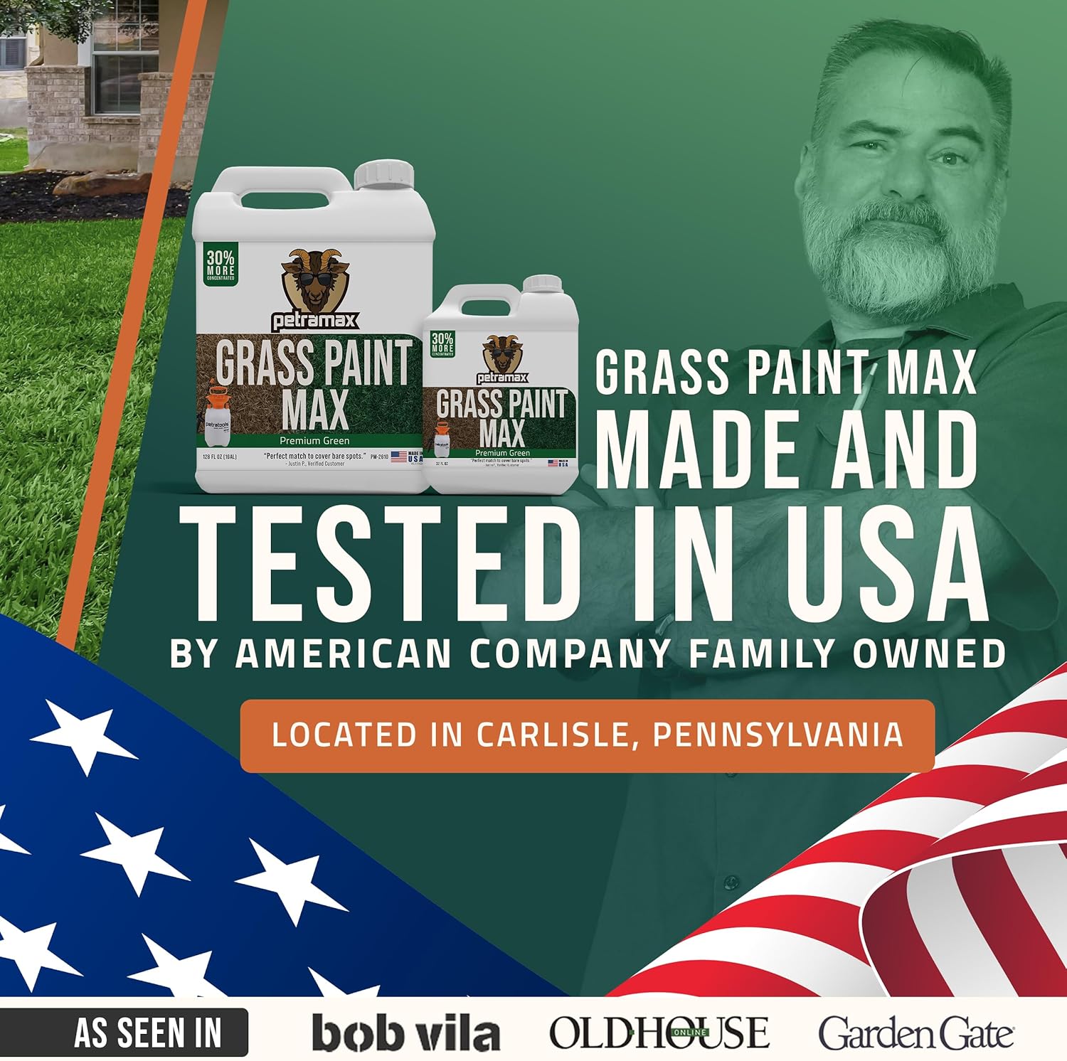 PetraMax Max Grass Paint for Lawn - Maintain Perfect Green Grass, Spray for Lawn & Shrubs Green Spray, Paint Pair with Petra Sprayers - Touch up Dog Spots - Non-Toxic Safe for Pets (Premium, 1 Gal)