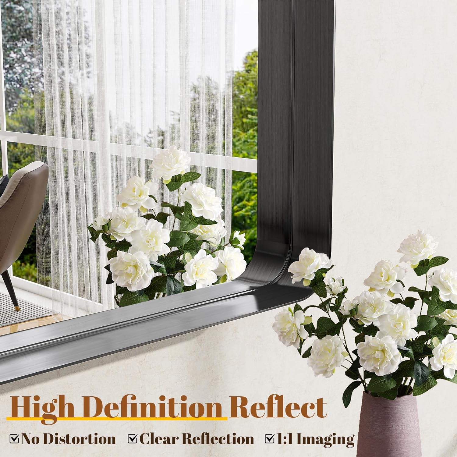 Bathroom Mirrors for Over Sink 30 x 48 Inch Rounded Rectangle Bathroom Vanity Mirror Bathroom Mirror for Wall Hangs Horizontally or Vertically for Living Room Bedroom Entryway Black