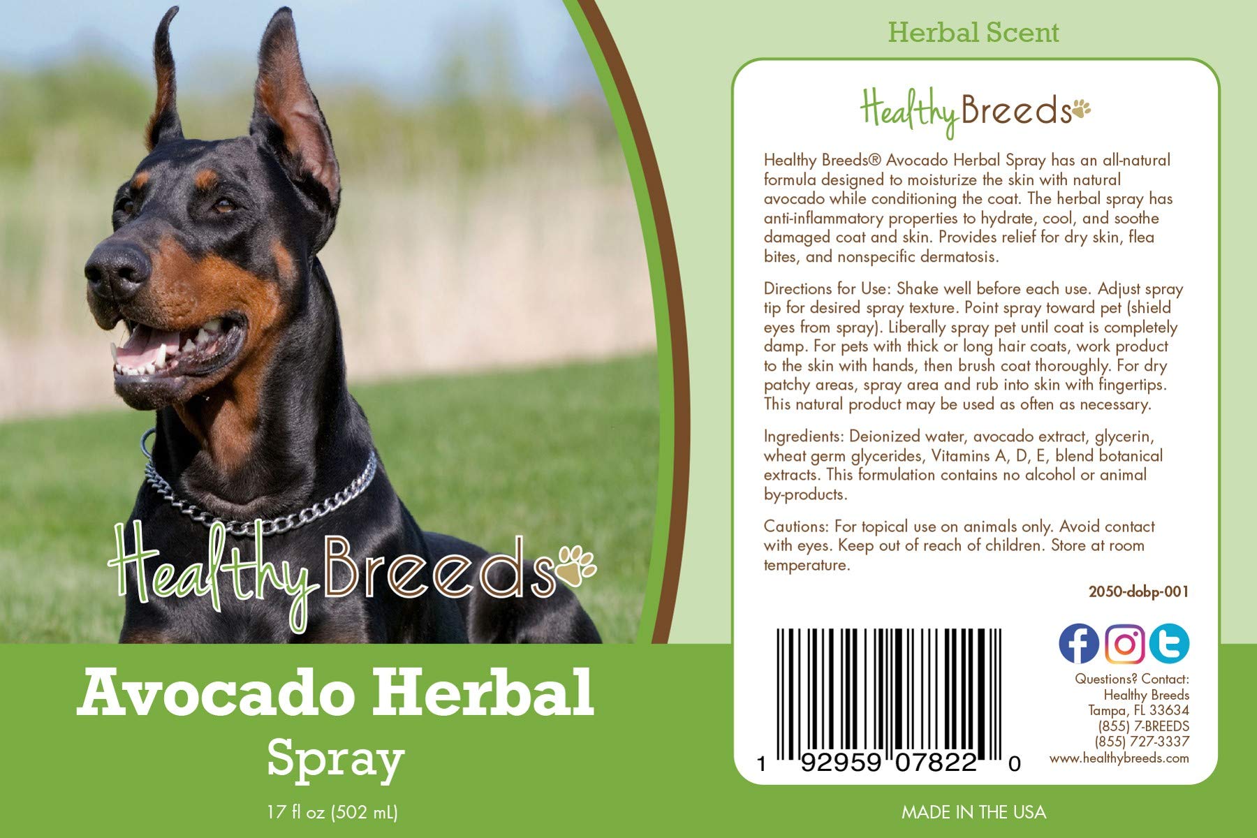 Healthy Breeds Doberman Pinscher Avocado Herbal Spray 17 oz
