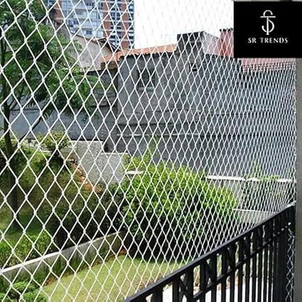 SR TRENDS Nylon Bird net, Pigeon net, Safety net, Sports net for Balcony and Multi-Purpose Use (12 Ply Thickness 0.85 MM, White) with Installation kit (10 x 150)