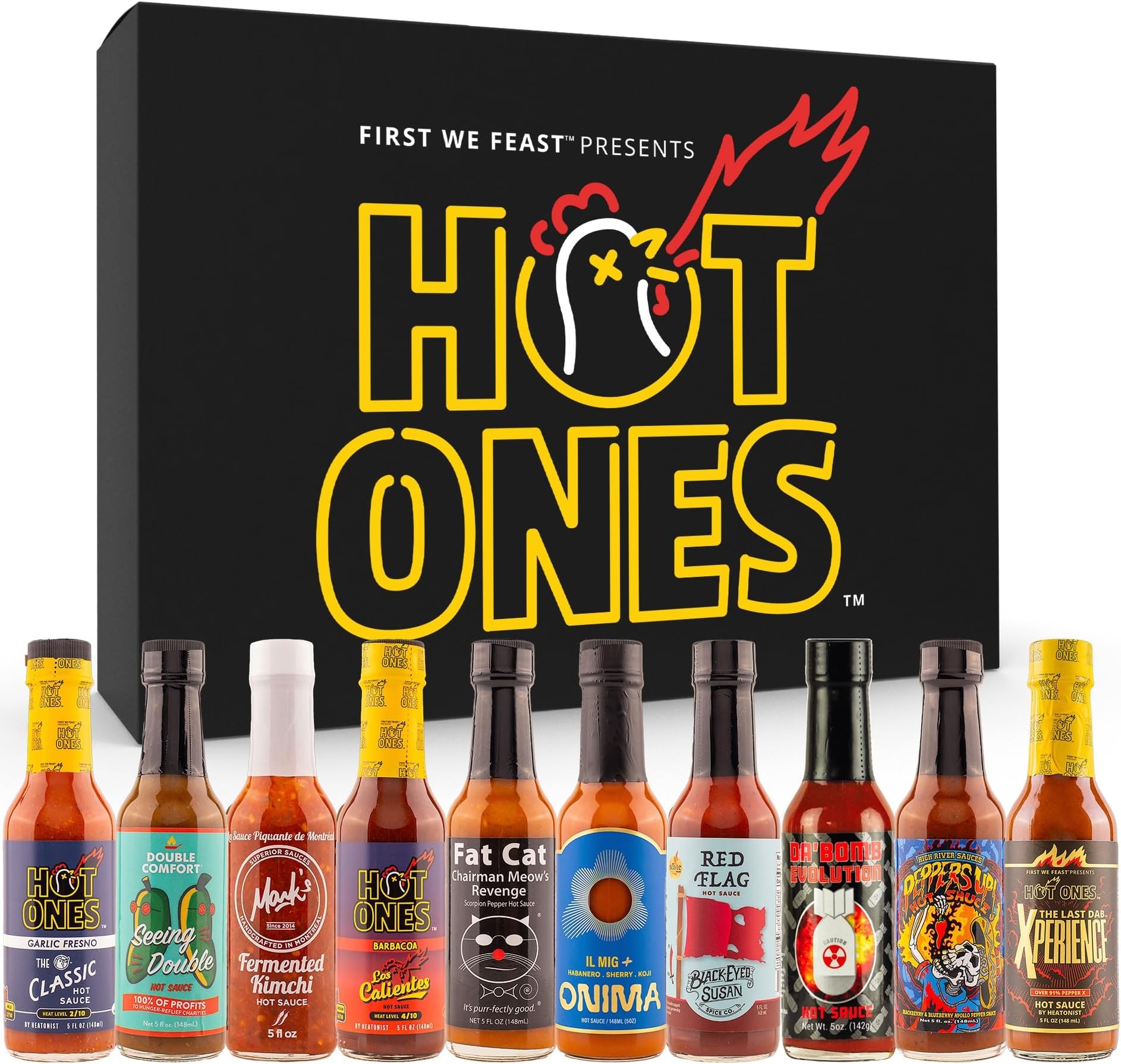 Hot Ones Hot Sauce Challenge Set - Season 24 Gift Set - Hot Sauce Variety Pack Made with Natural Ingredients - Unique Small Batch Hot Sauce Sampler Gift Set - 5 fl oz Bottles (10-Pack)