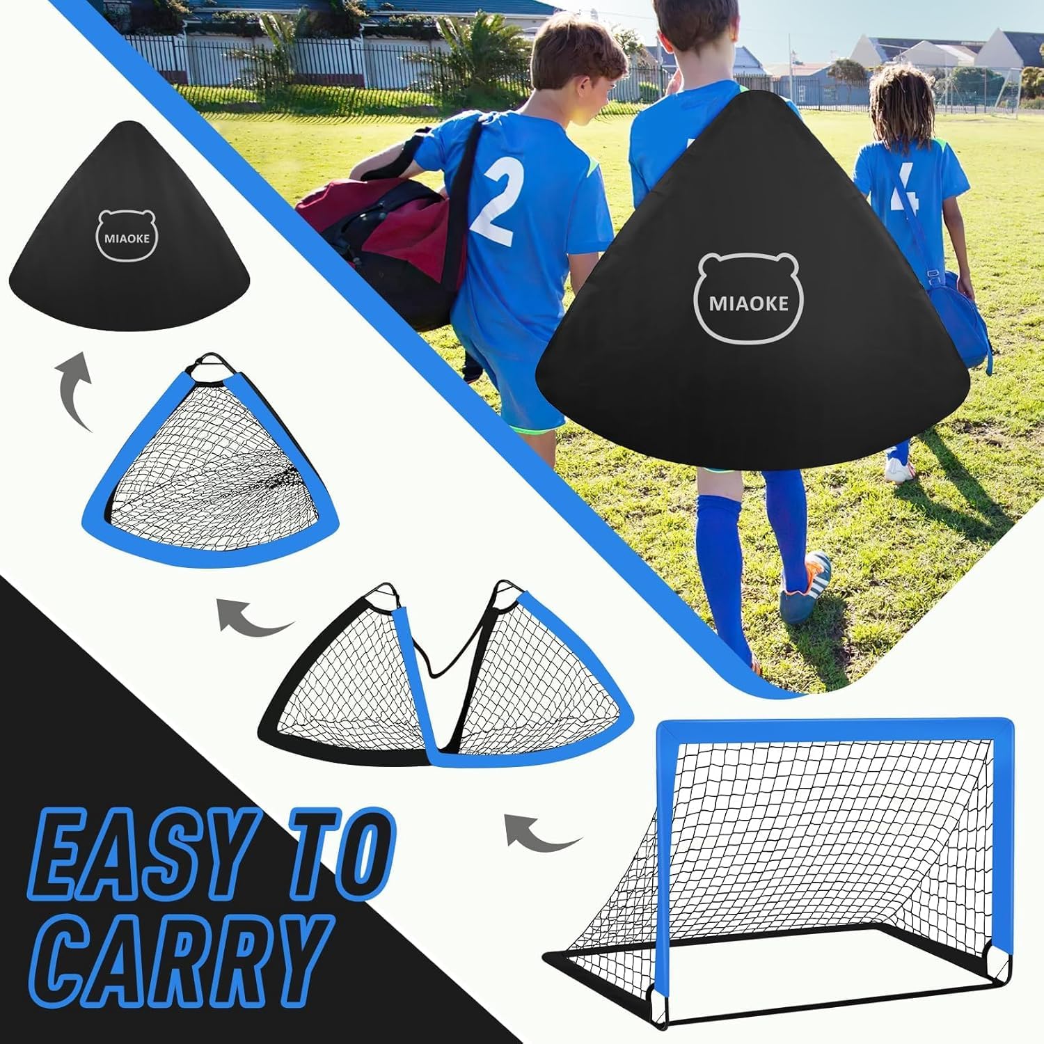 Porte da Calcio per Giardino,2 Porta Calcio Bambini da 1,2 x 0,9 m,con Borsa per Il Trasporto