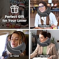 Vista 7 de Almohada para el Cuello de Avión, Espuma Viscoelástica 100% Pura, Almohada de Viaje para el Cuello, Soporte para el Cuello de Viaje, Diseño