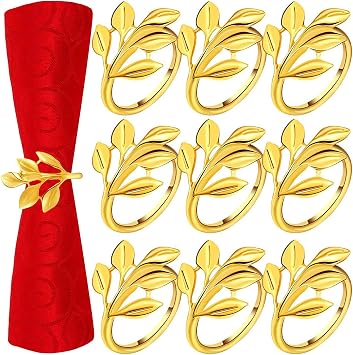 Napkin Rings, Christmas Napkin Rings Gold Napkin Rings Leaf Napkin Holder Stylish Napkin Buckle Christmas Napkin Holder Ramadan Decorations for Banquet, Party, Wedding, Ramadan