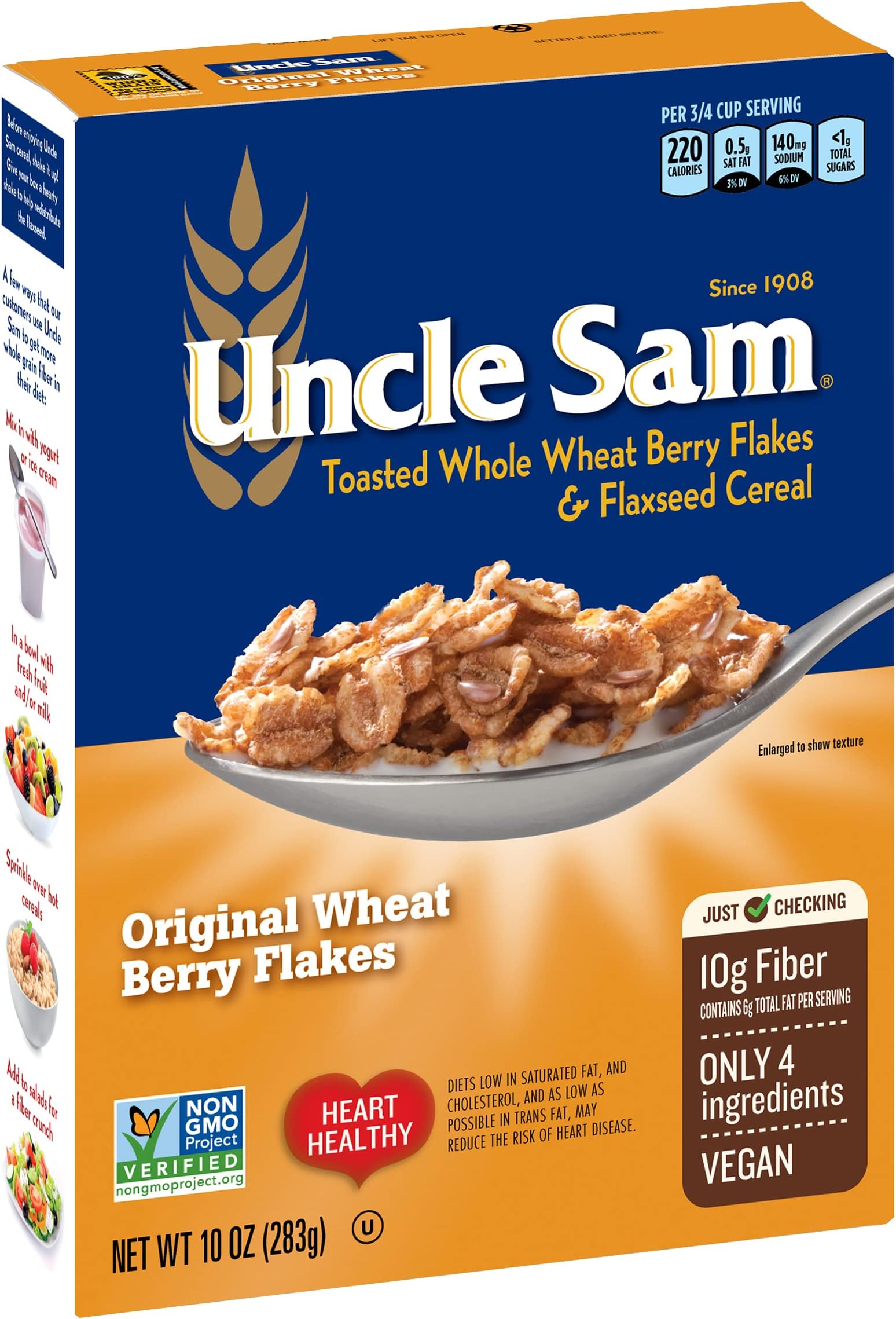 Amazon.com: Uncle Sam Original Wheat Berry Flakes Cereal, Heart Healthy ...