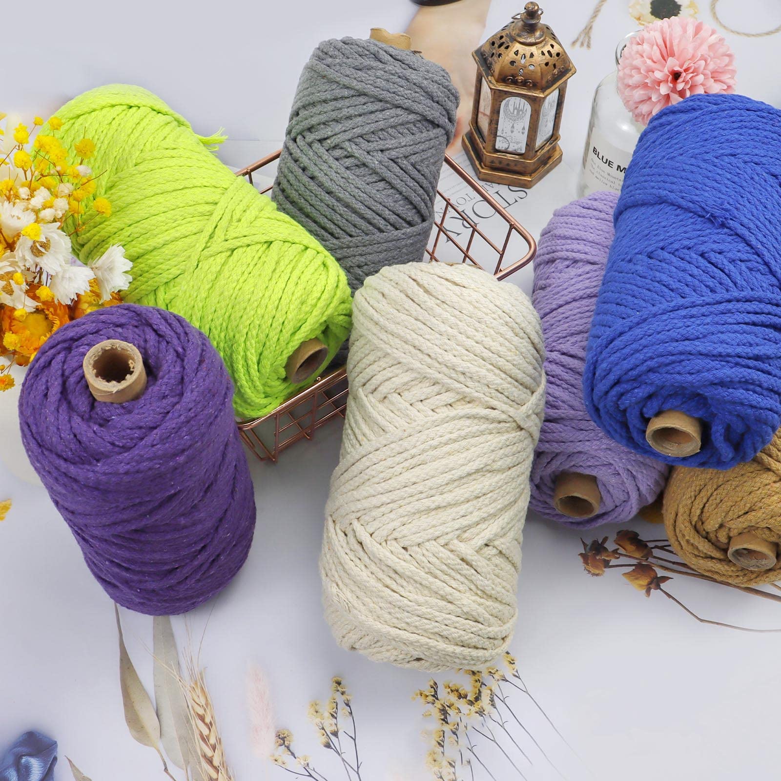 Uiopa Macrame Cord 5mm x 90m, Thick Macrame Rope 8-Strand Braided Cotton Rope - Image 4