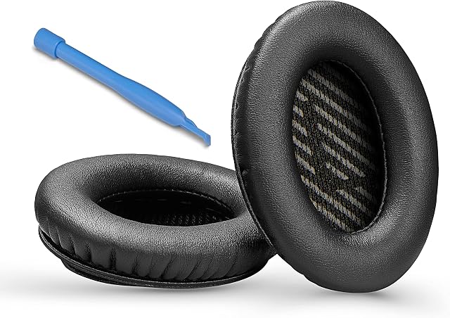Premium Replacement QC35 earpads / QC35 ii earpads Cushions Compatible with Bose QuietComfort 35 (QC35) / Bose QuietComfort 35 ii (QC35 ii) Headphones (Black). Great Cushion Comfort and Durability