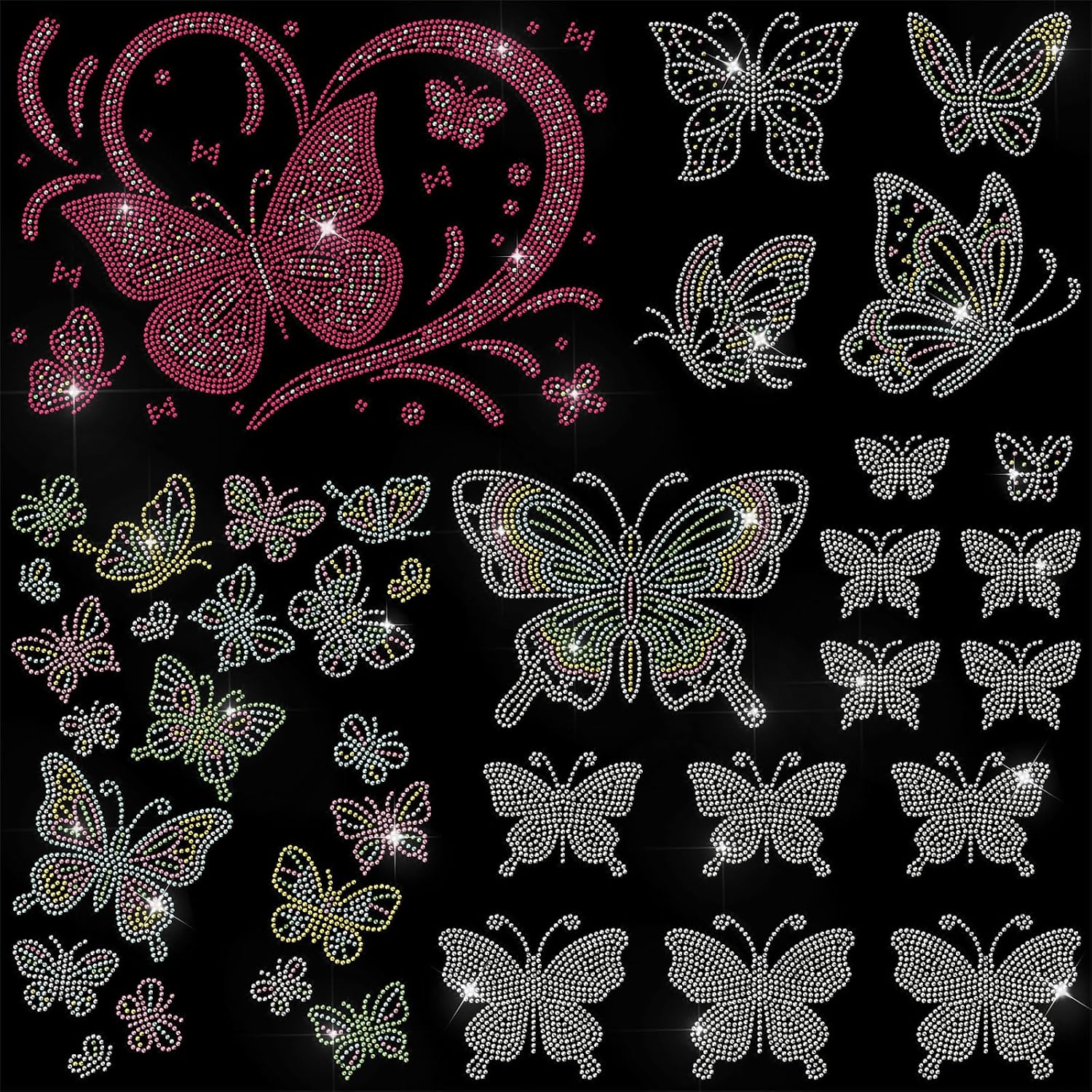 4pcs Flames Fire Iron on Patches Large Hotfix Rhinestone Decals Crystal Heat Transfer Appliques for Clothing Repair DIY Crafts T-Shirts Jackets Hats Garments Bags Shoes Decor