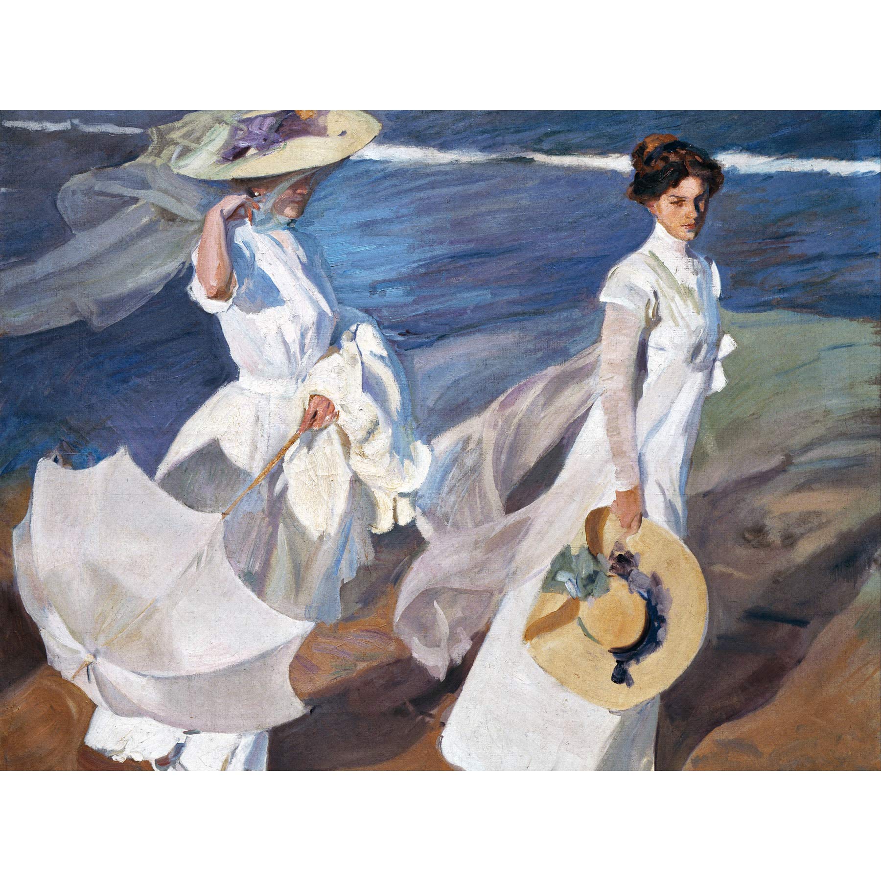 Artery8 Sorolla Strolling Along The Seashore Painting Premium Wall Art Canvas Print 18X24 Inch