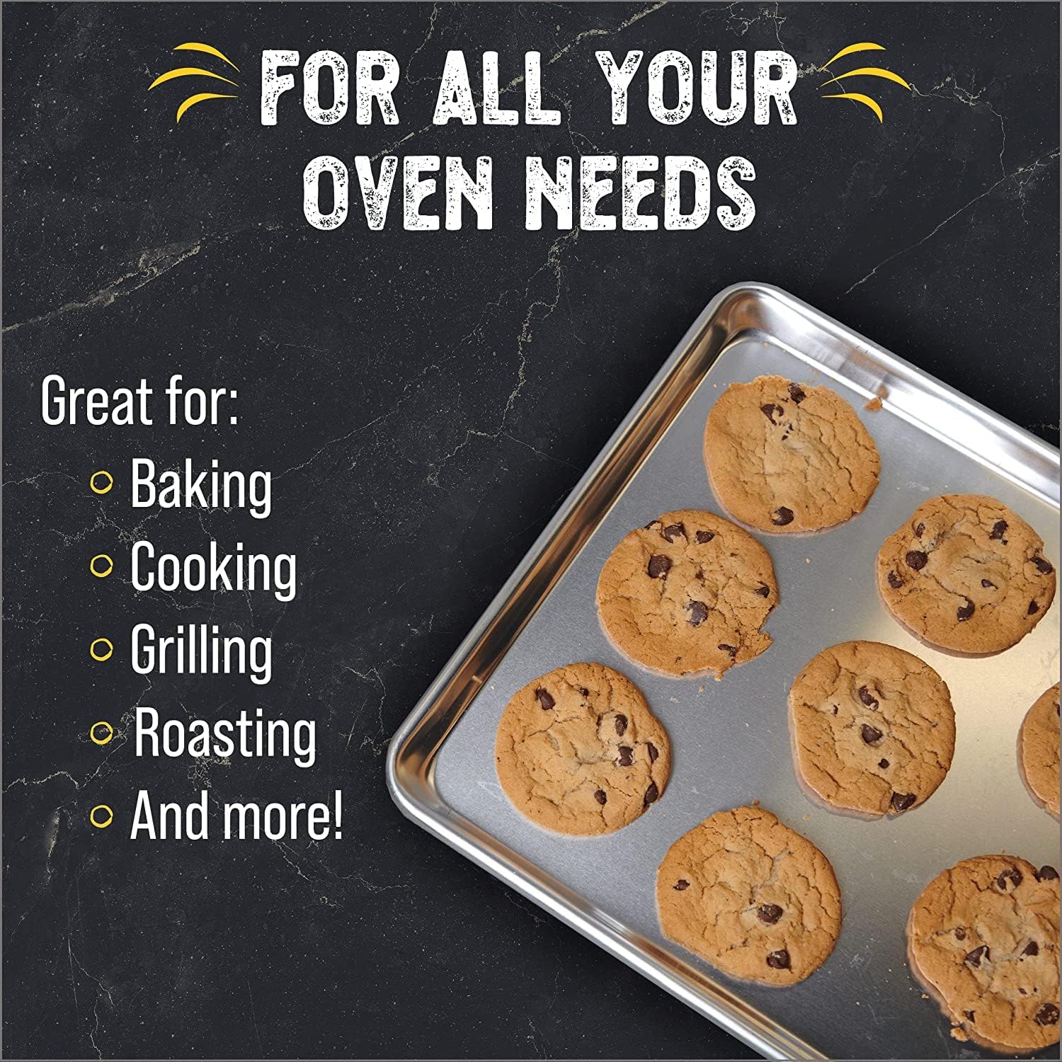 Checkered Chef Baking Sheets for Oven - Half Sheet Pan Set 2-Pack - Easy Clean Cookie Sheets, Aluminum Bakeware