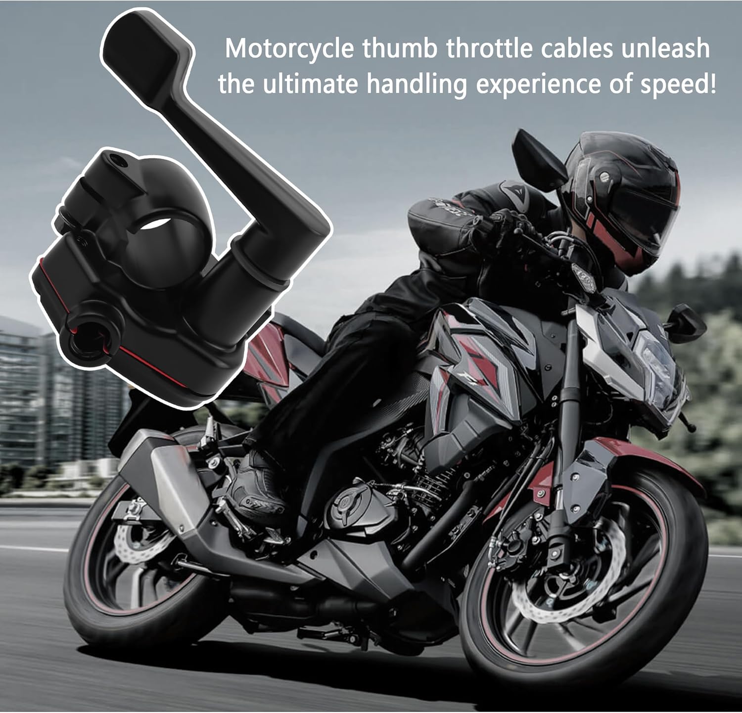 7/8'' 22mm Thumb Throttle Kit with Throttle Cable,Aluminum Motorcycle/Mini Bike Throttle Cable Replacement,Universal Motorcycle Accessories for 50-250cc ATV Bike
