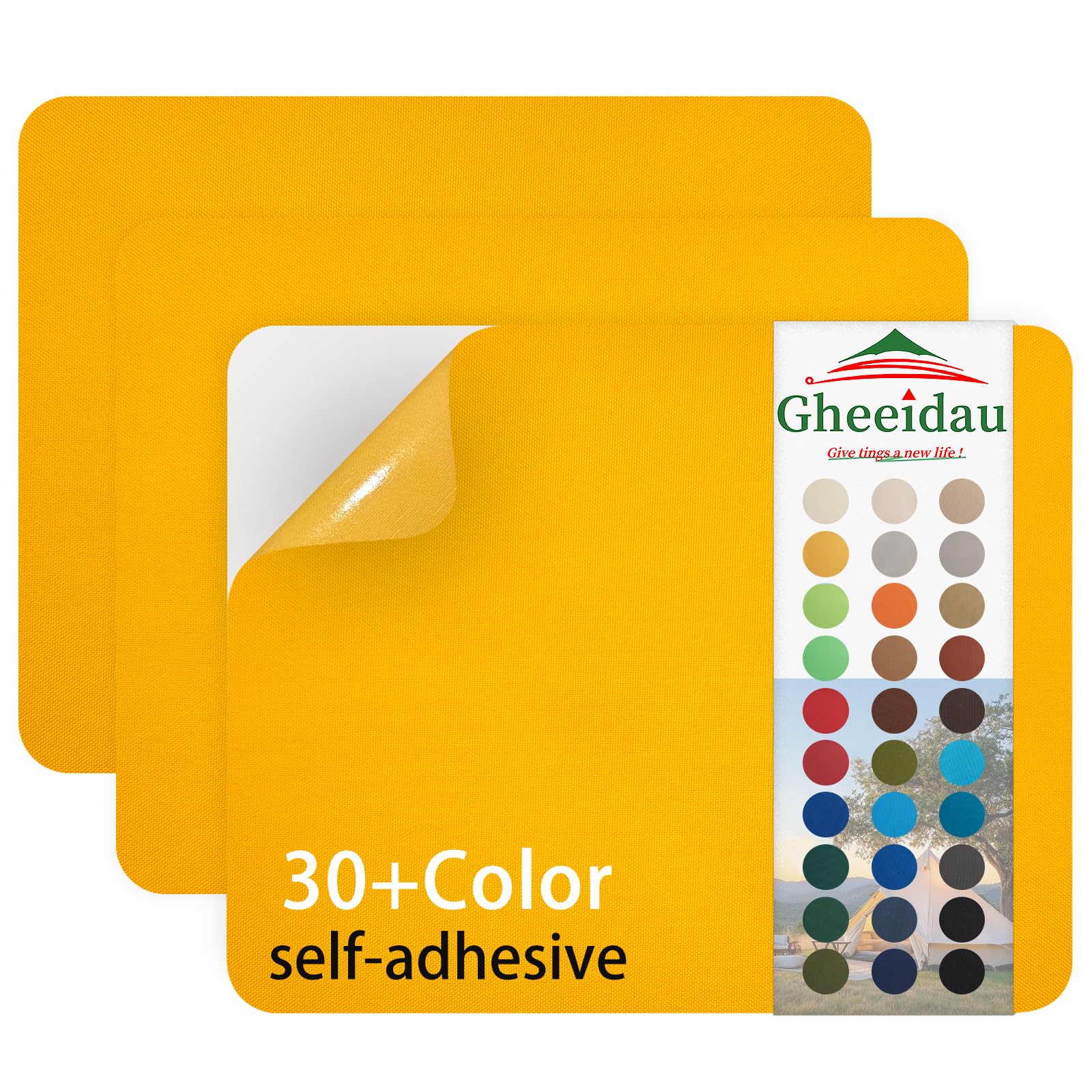 Gheeidau Canvas Repair Patch 9×11 Inch 3Pcs Waterproof Self-Adhesive Fabric Repair Patch for Tents,Boat Cover,Pop Up Canopy,Patio,Bags,Car Seats,Sofas