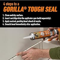 Vista 4 de Gorilla Sellador de silicona impermeable para calafatear y sellar, cartucho de 10 onzas (paquete de 1), sellador de calafateo transparente