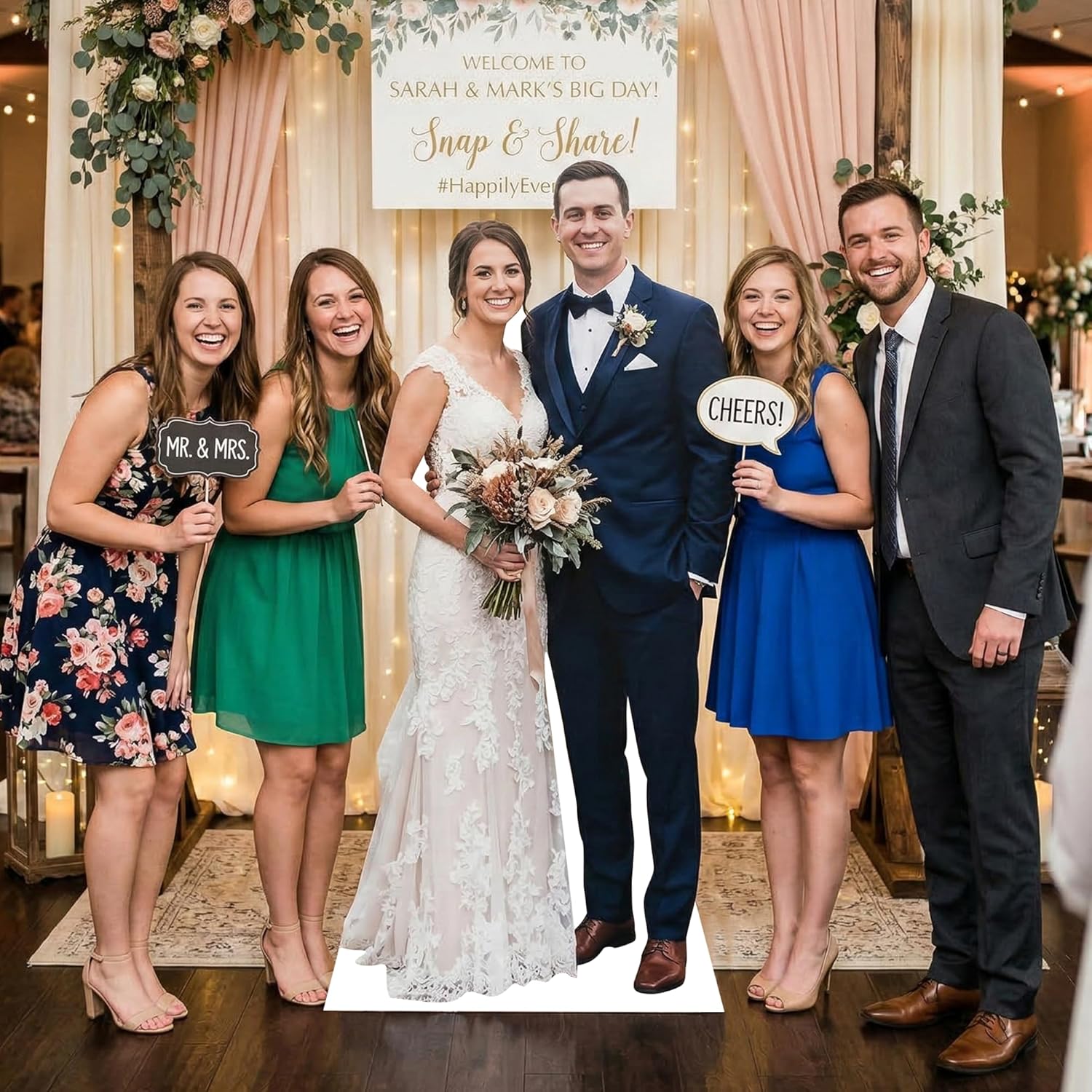 Custom Life Size Cardboard Cutout, Personalized Photo Standup 4-7 FT, High Resolution Waterproof Print on 4mm Corrugated Plastic with Back Support, Party Decoration for Graduation, Birthday, Events