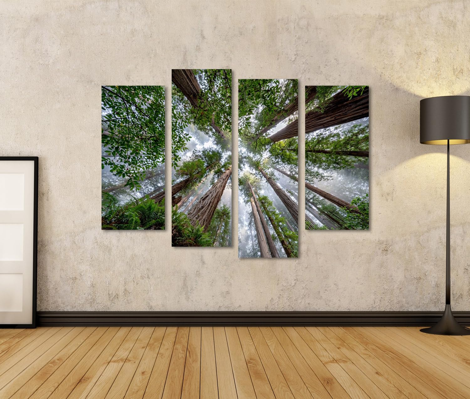 islandburner Quadro su tela Alto Redwood gigante murale soggiorno per gli amanti della natura - 4 pezzi