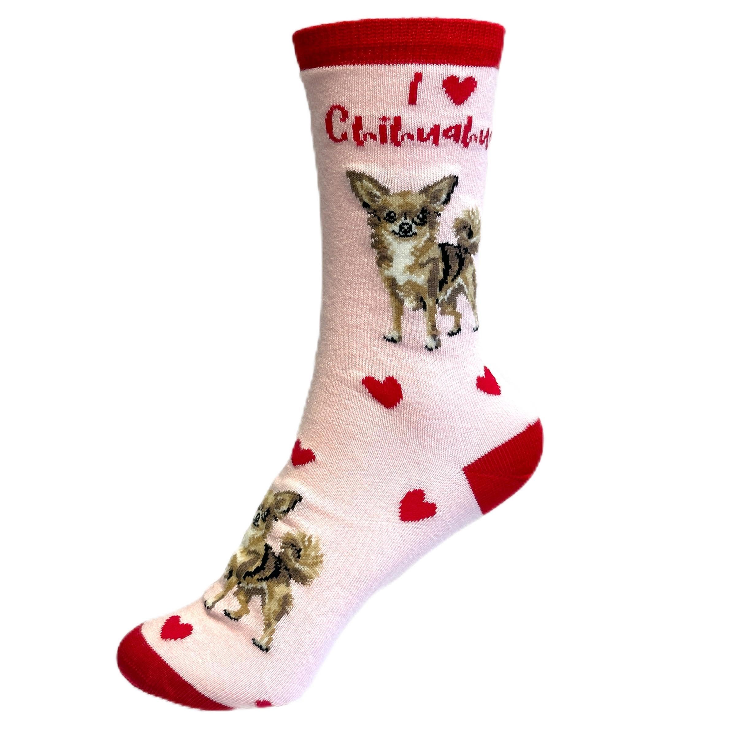 Animal Crackers Women's I Love Chihuahuas Socks - One Size - Multicolor