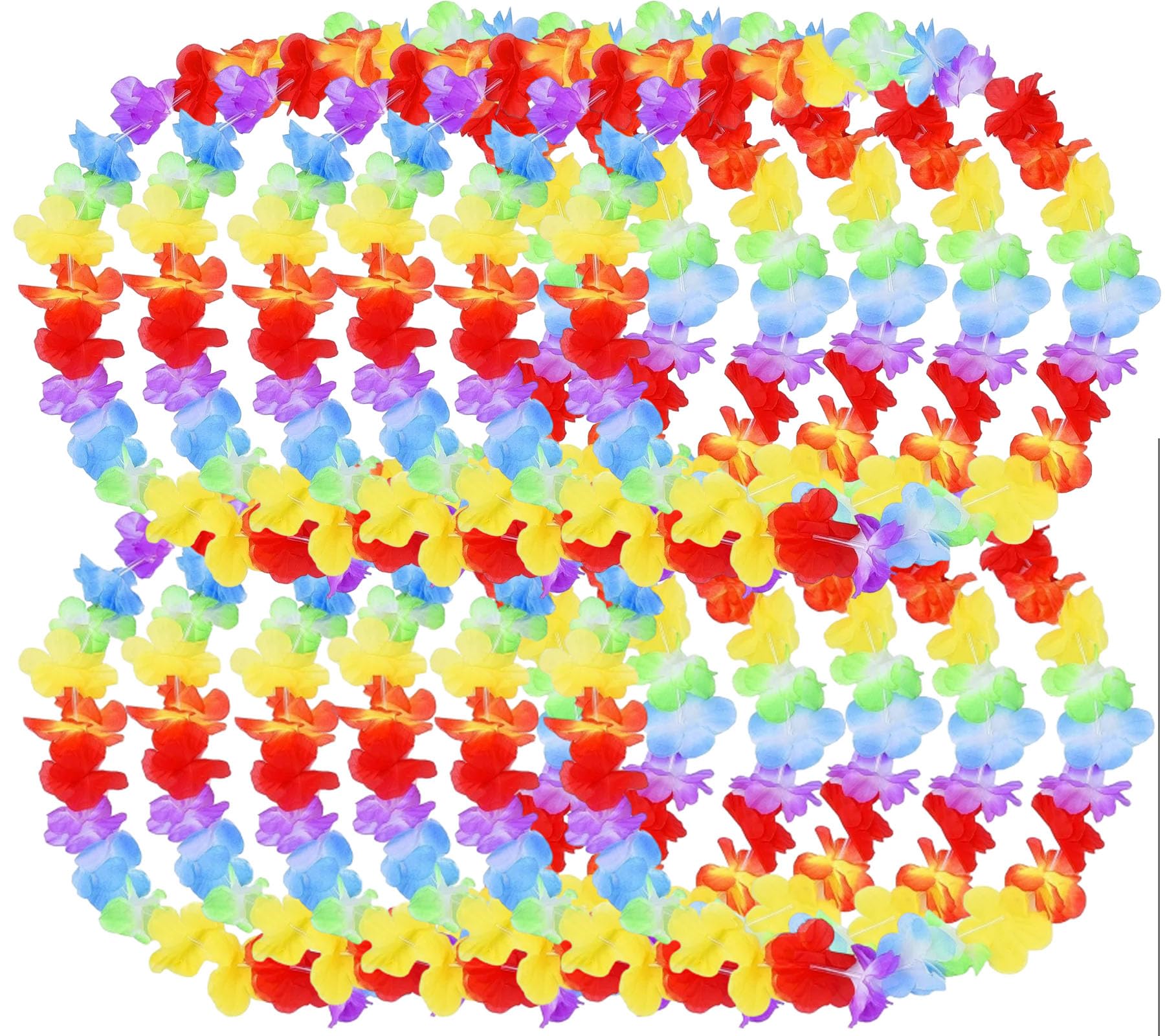 Amazleer 12Pcs Hawaiian Flower Leis, Tropical Luau Party Decorations
