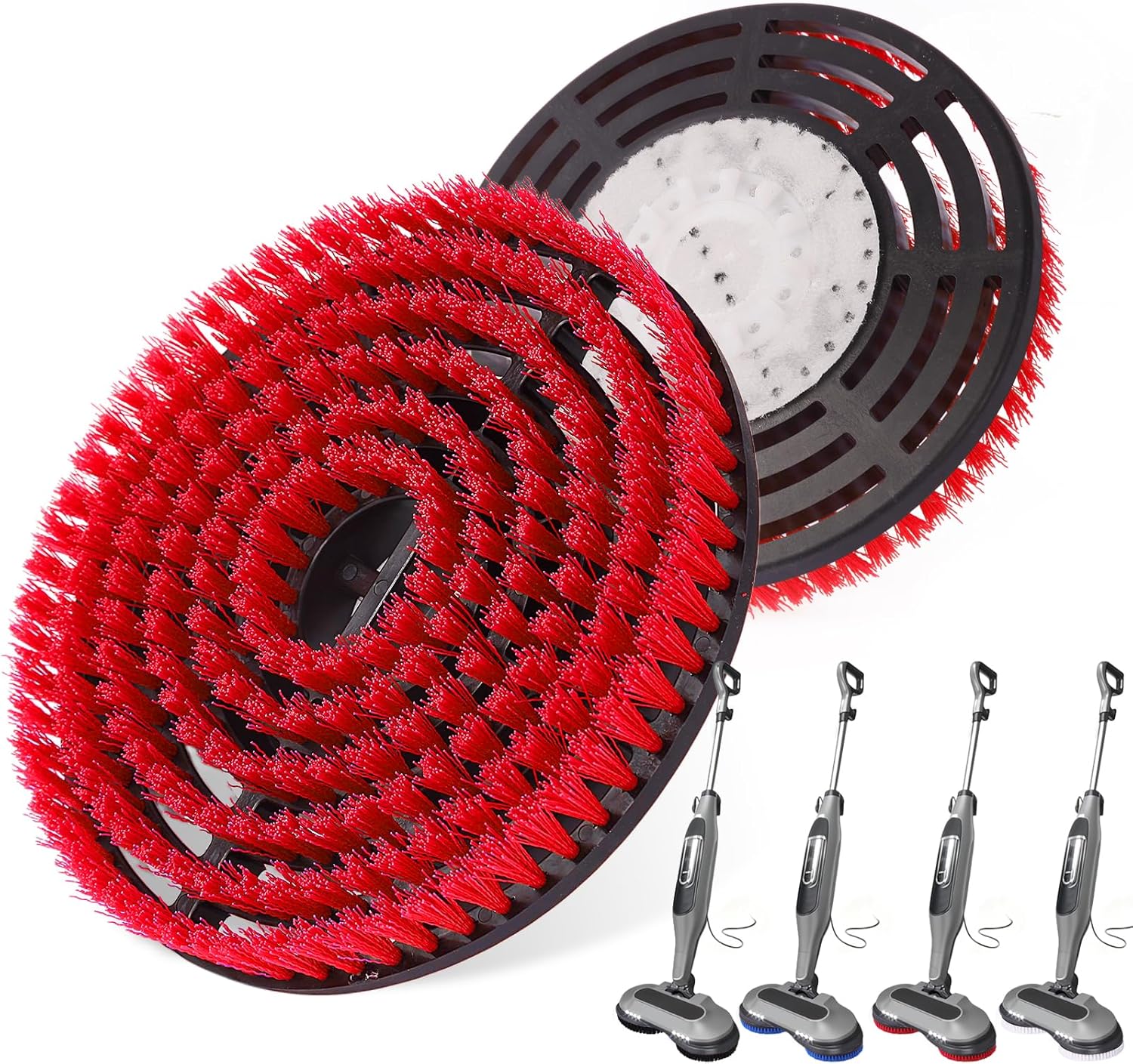 2PC S7001 Enhanced Replacement Brush Heads for Shark S8201/S7000 Series, for Deeper Cleaning of Hard Floors with Shark Steam Mops (Red)