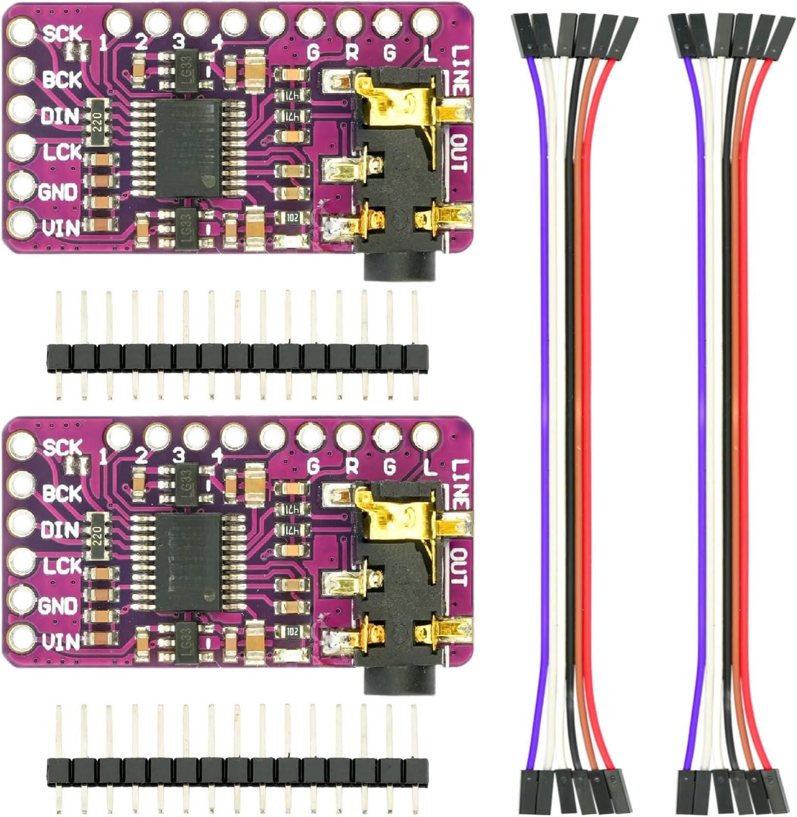 2Pcs PCM5102 I2S IIS DAC Decoder Module Lossless Digital Audio Stereo Digital to Analog Converter Compatible with for Arduino Raspberry Pi