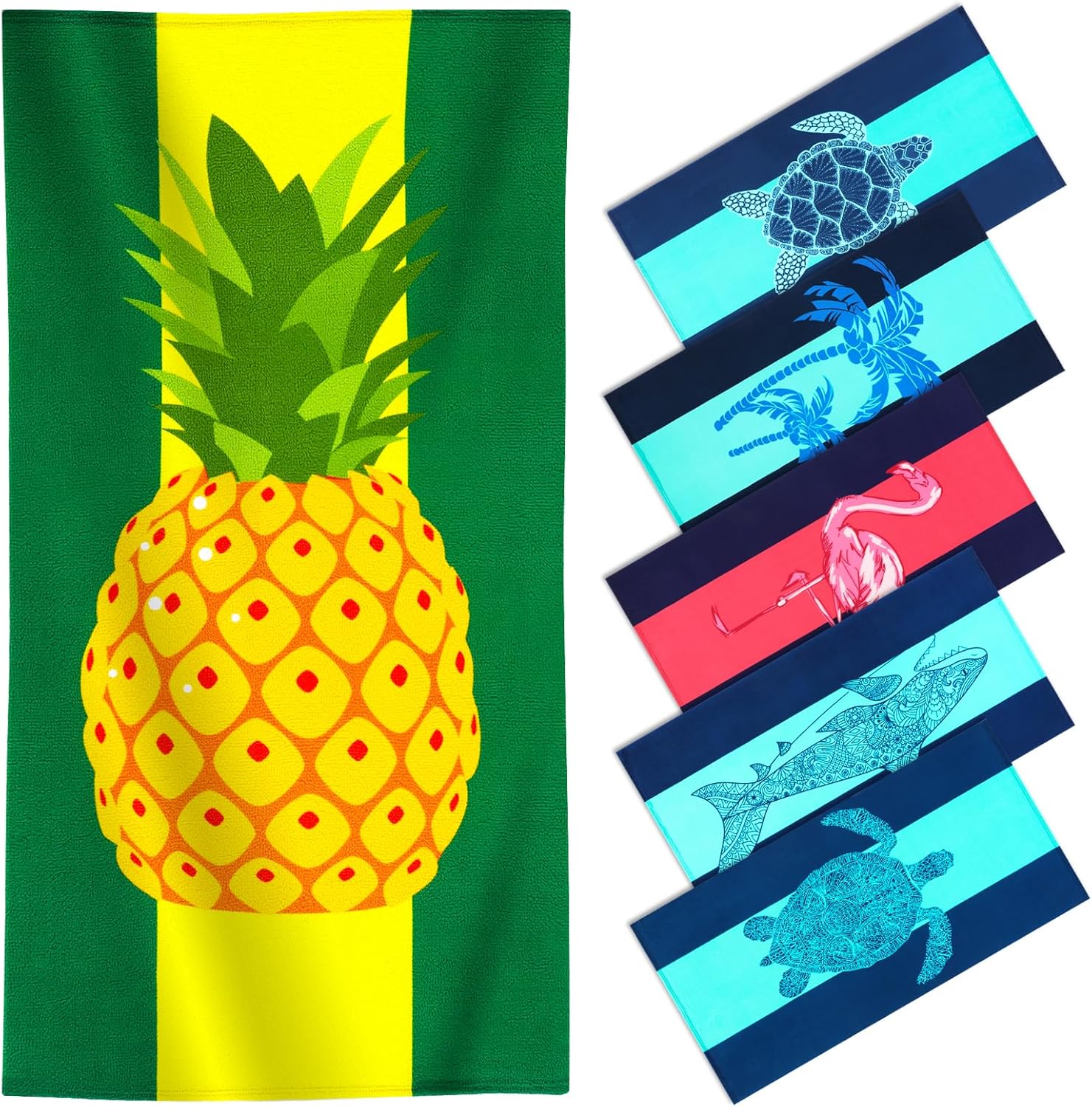 Oversized Terry Beach Towel 36 x 70 in Soft Extra Large Pool Swim Clearance Towels for Adults Gift Big XL Travel Cruise Must Haves Vacation Accessories Essentials Gear Stuff Pineapple Yellow