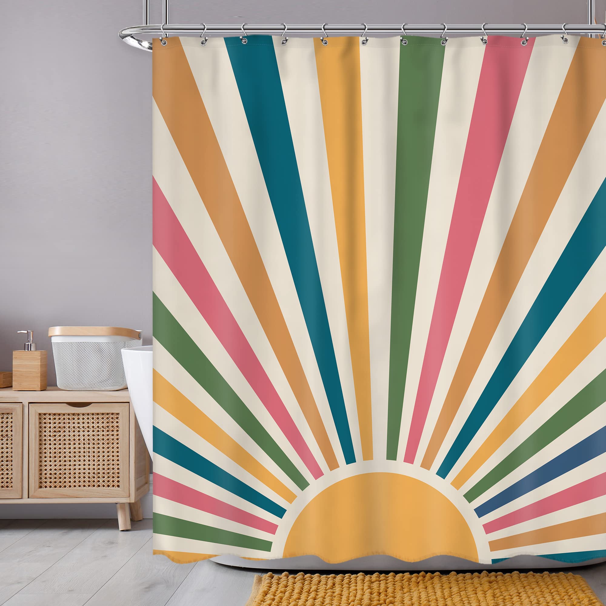 Photo 1 of Christmas Blankets for Women, Super Soft Throw Blankets for Bed Sofa Decor, Christmas Throw Blankets Presents for Women and Men, 50" x 70" Grey 50" x 70"
Newsely Boho Sun 70s Shower Curtain 60Wx72H Inch Abstract Retro Rainbow Cute Vintage Colorful Hippie 