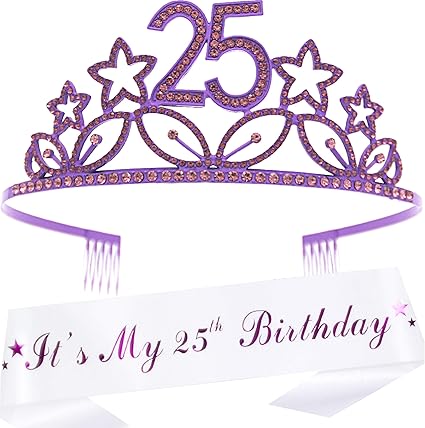 Amazon Co Jp 25歳の誕生日ギフト 女性用 ティアラとサッシュパープル Happy 25歳の誕生日パーティー用品 It S My 25歳の 誕生日に グリッターサテンサッシュ クリスタルティアラ 誕生日クラウン 25歳の誕生日に おもちゃ