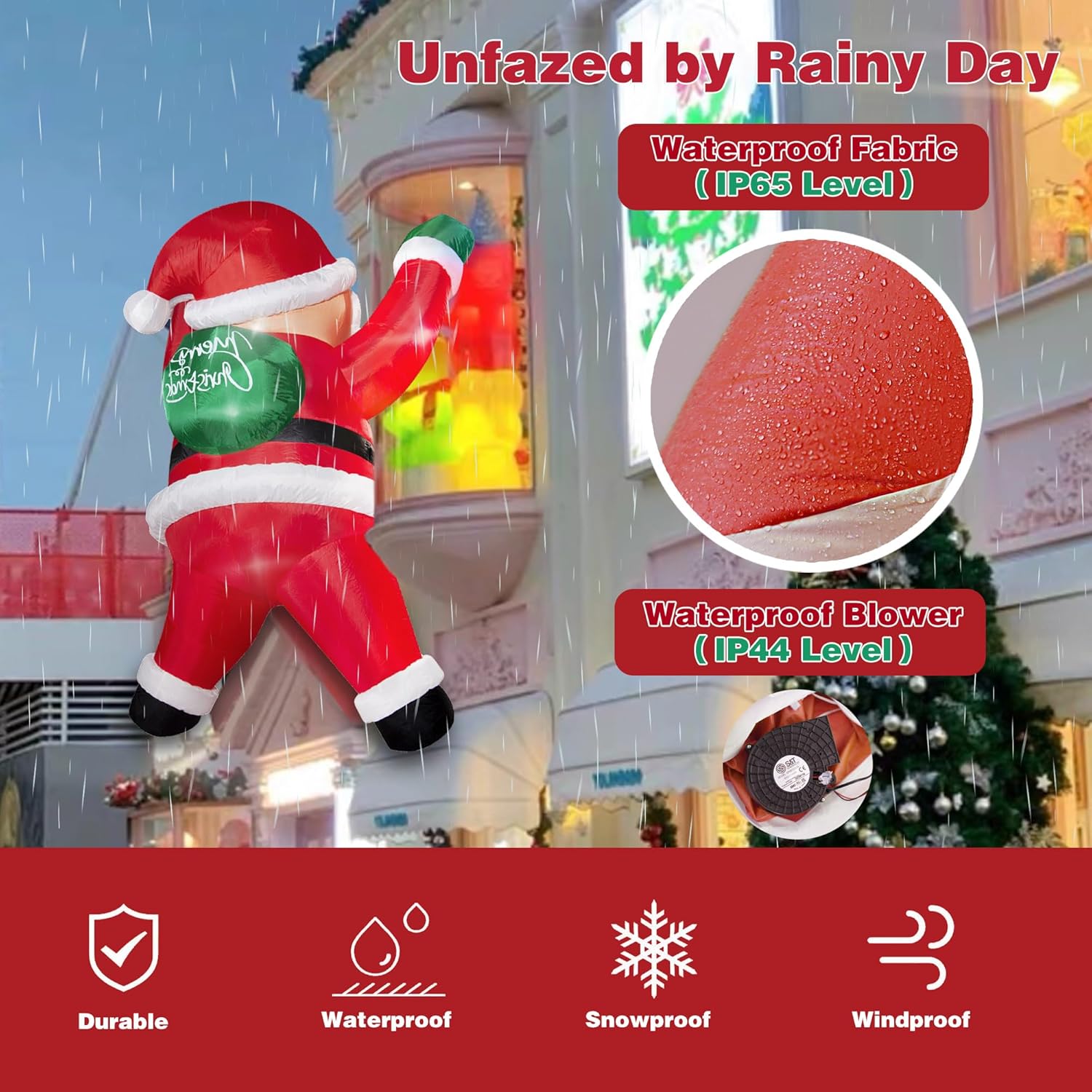 6FT Christmas Inflatables Outdoor Decorations Joy Hanging Santa Claus Gift Bag, Bright LED Lights Blow Up Giant Christmas Decor for Indoor Yard Outside Party Lawn Wall Porch Holiday