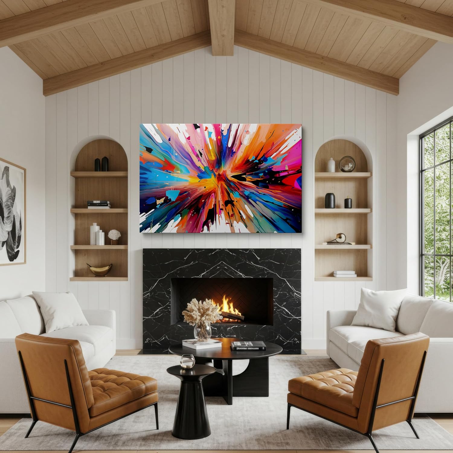 Canvas for Living Room. Exploding Colors of Creativity: A Digital Painting of Dynamic Vitality and Diverse Beauty, 27 x 18 inch Canvas Wall Art - Contemporary Masterpieces - Modern Home Decor