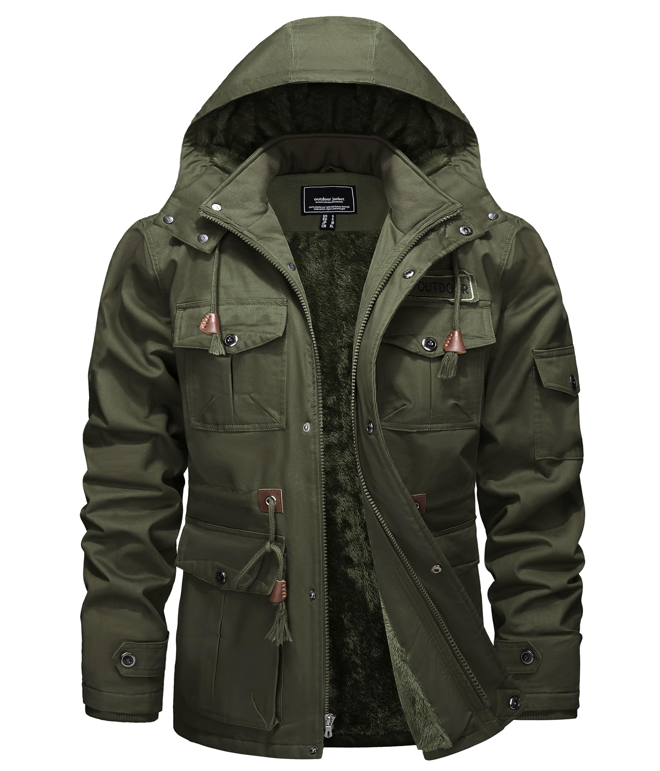 Giacca da uomo Militare Giacca invernale Casual Cotone Antivento Giacca da esterno Cargo Giacca con Cappuccio