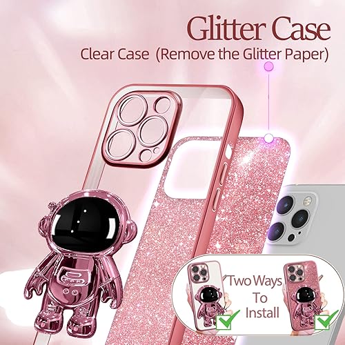 Miniatura 4 de Buleens Funda para iPhone 12 Pro Max Astronauta, fundas transparentes para iPhone 12 Pro Max con papel brillante y soporte de astronauta, para