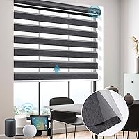 Vista 21 de SmartWings Persianas motorizadas de cebra, compatibles con HomeKit, Alexa, SmartThings, Google, persianas transparentes con control remoto, 50%