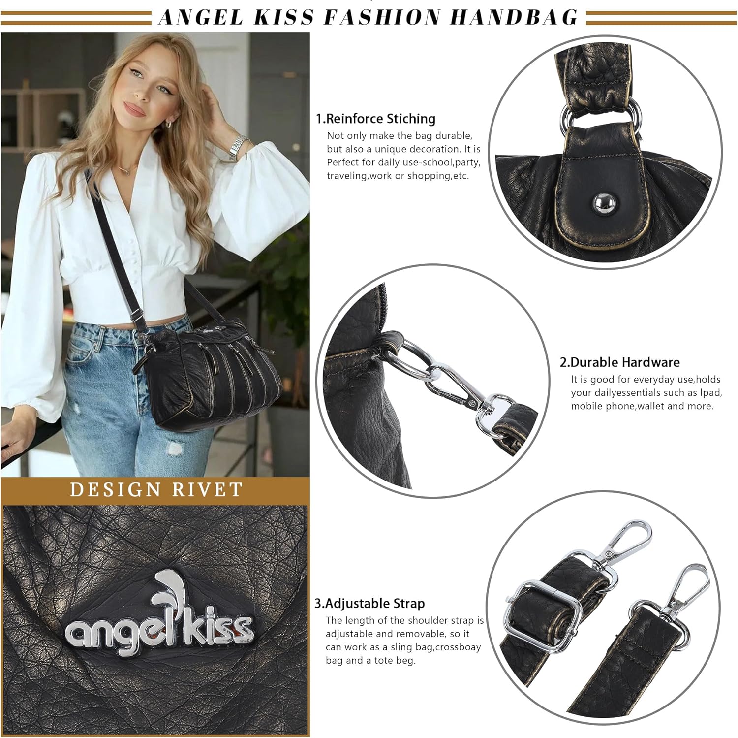 Angel Kiss Purses for Women Trendy Soft Shoulder Purses and Handbags Hobo Bags