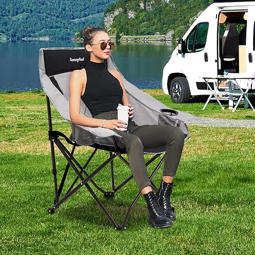 Miniatura 7 de SUNNYFEEL Silla de malla de gran tamaño, color negro, juego de uno