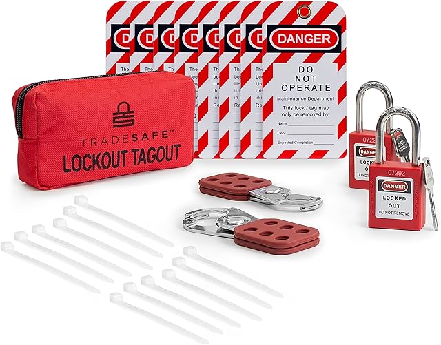TRADESAFE Lockout Tagout Kit with Hasps, Lockout Tags, Red Loto Locks - Electrical Lock Out Tag Out Kits for OSHA Compliance, Personal Loto Kit (1 Key Per Lock)