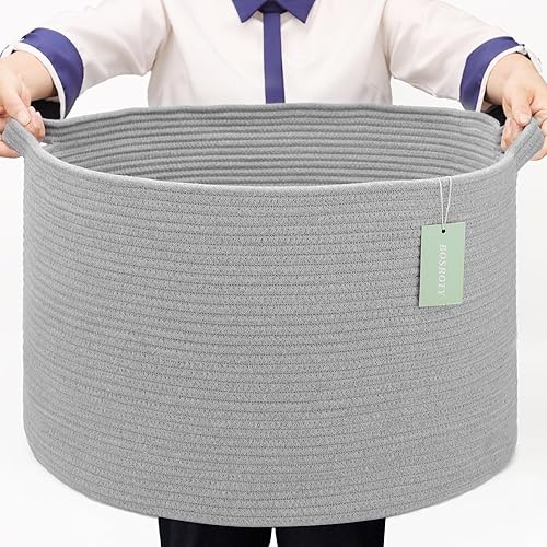 Miniatura 100 de Cesta de manta extragrande de 87 litros, cesta de lavandería, cesta de guardería para almacenamiento de juguetes, ropa y toallas, cesta grande