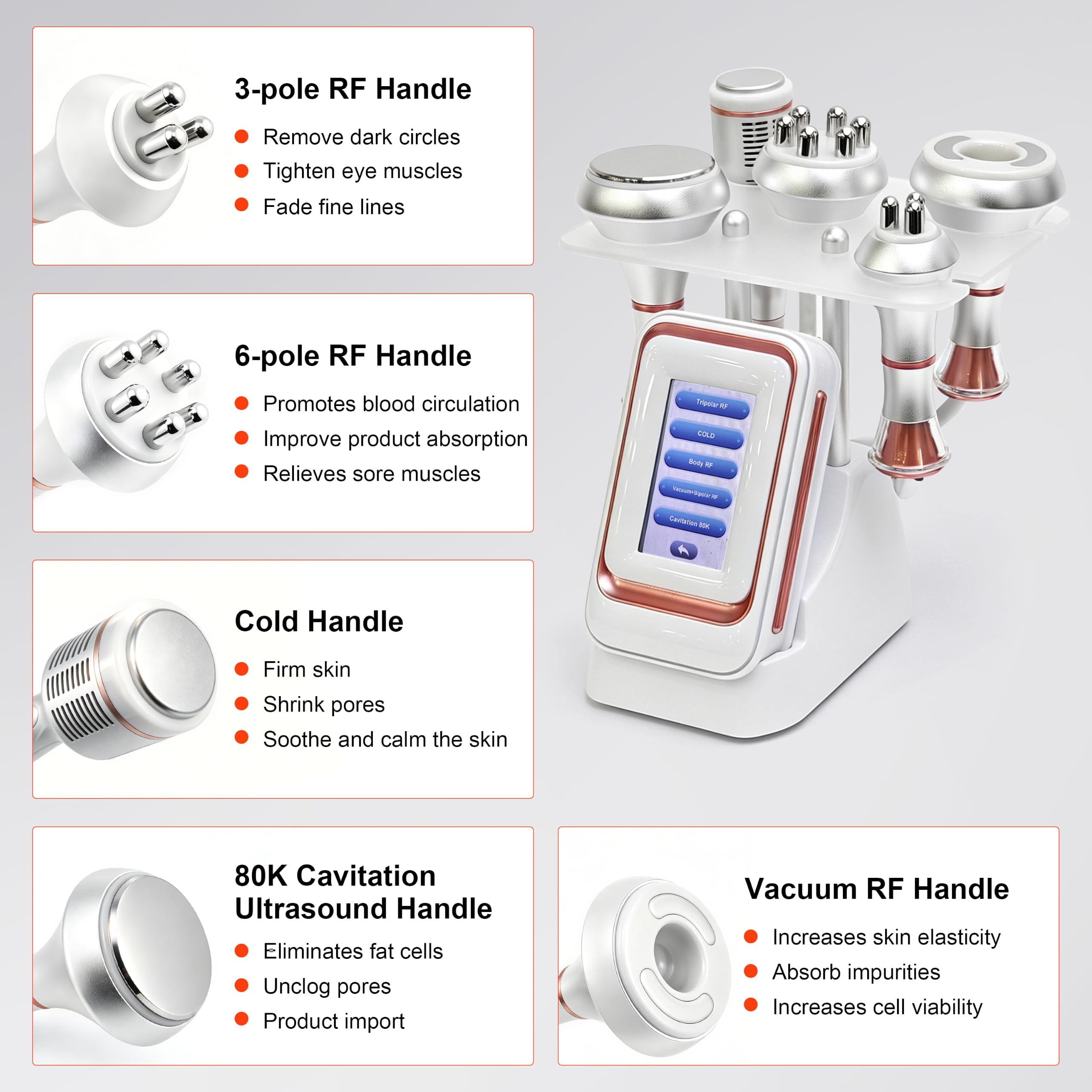 Elitzia Macchina per cavitazione 5 in 1, 80 K, per scolpire i grassi, bruciare i grassi, rassodare, rassodare la pelle, massaggio sottovuoto, martello freddo, macchina per cavitazione viso, RF salone