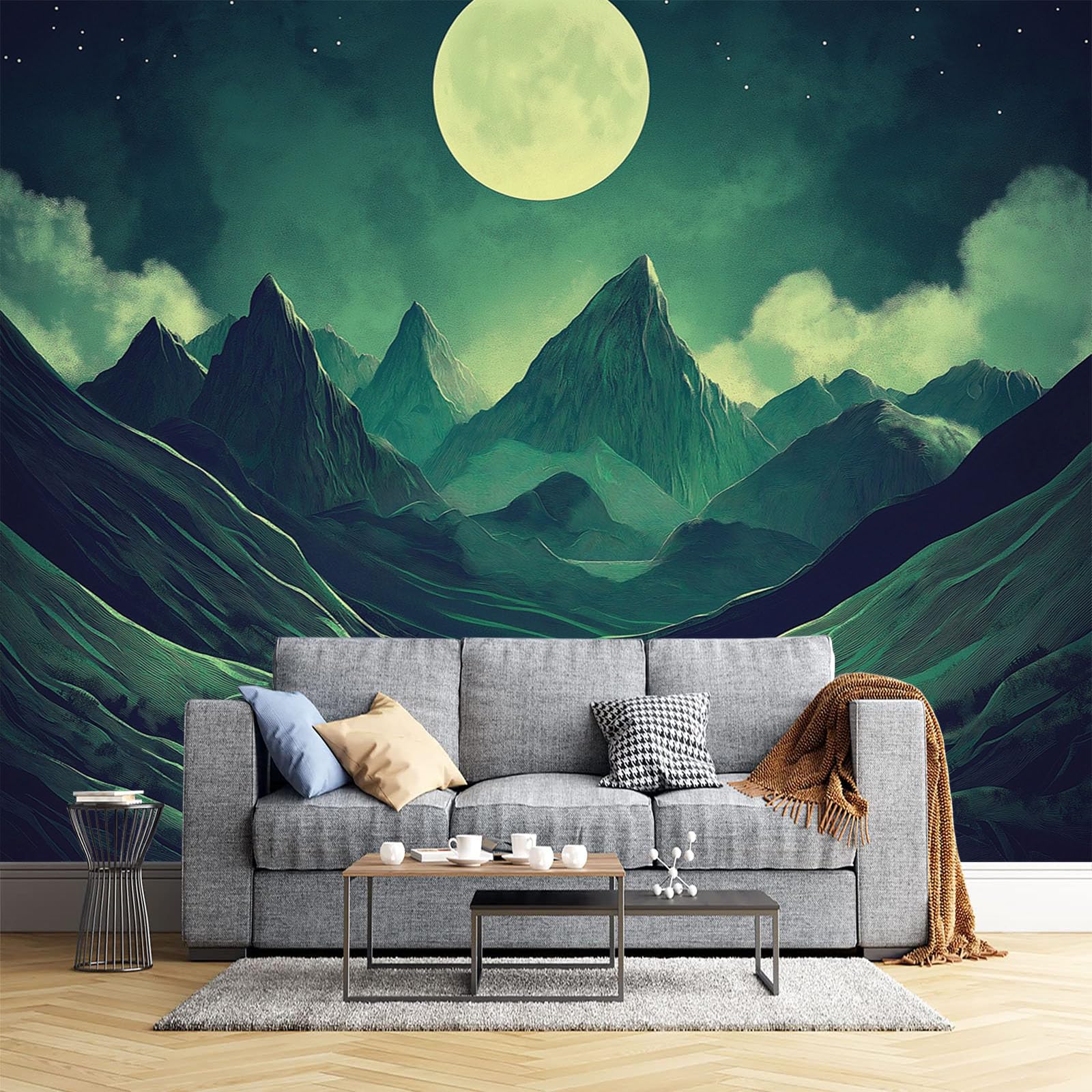Papier peint panoramique ciel nocturne 350x256cm fresque murale salon