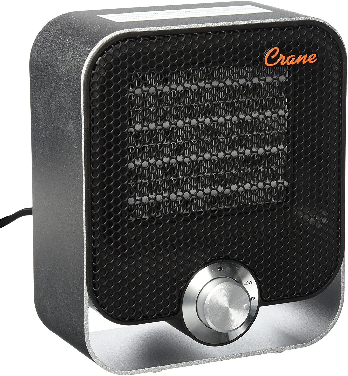 Crane Personal Ceramic Space Heater, 2 Settings 800W/1200W, Overheat Protection, For Home Office Desk, Black (EE-6490)