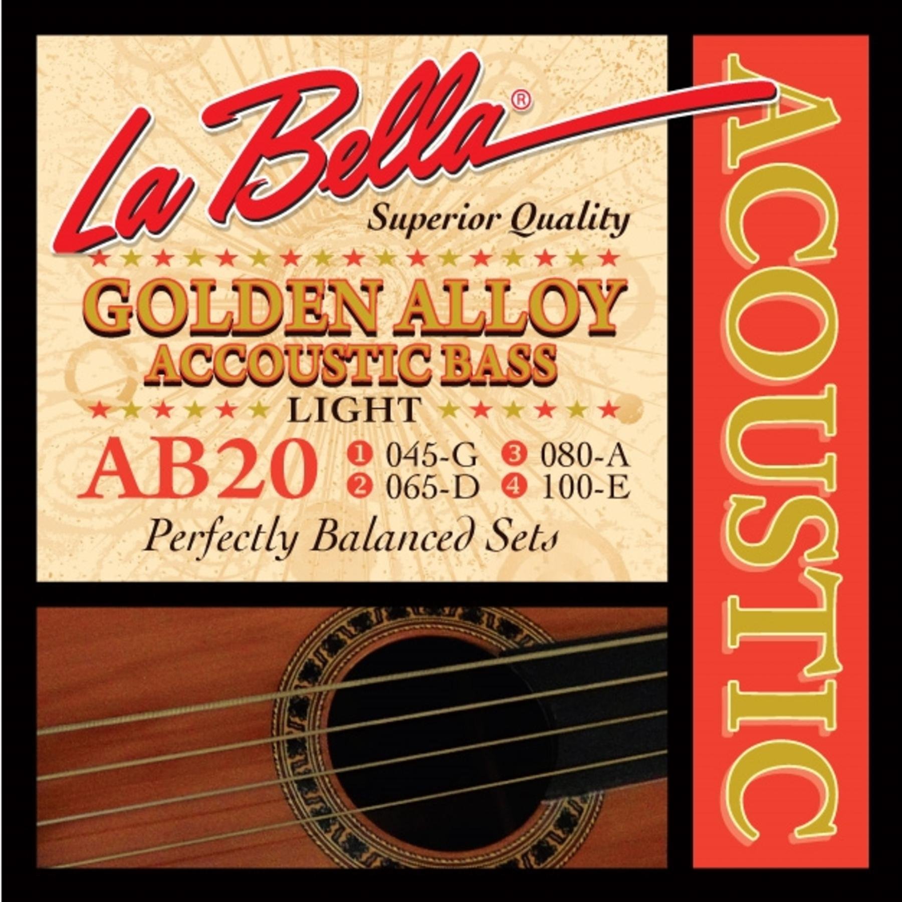 La Bella AB20 Golden Alloy Acoustic Bass Light Long Scale 45-100