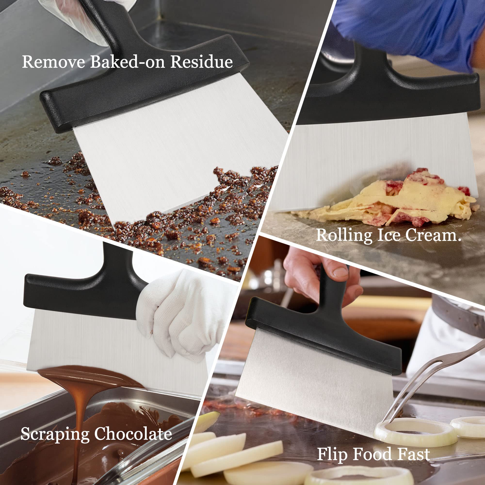 Skrobak do grilla 15 cm skrobak do grilla ze stali nierdzewnej z plastikowym uchwytem wszechstronne narzędzie do skrobaka do żywności do płaskich akcesoriów Teppanyaki BBQ Blackstone